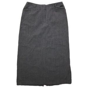 Lauren Ralph Lauren Petite Wool Blend Gray Maxi Skirt Stretch Leather Piping 12P